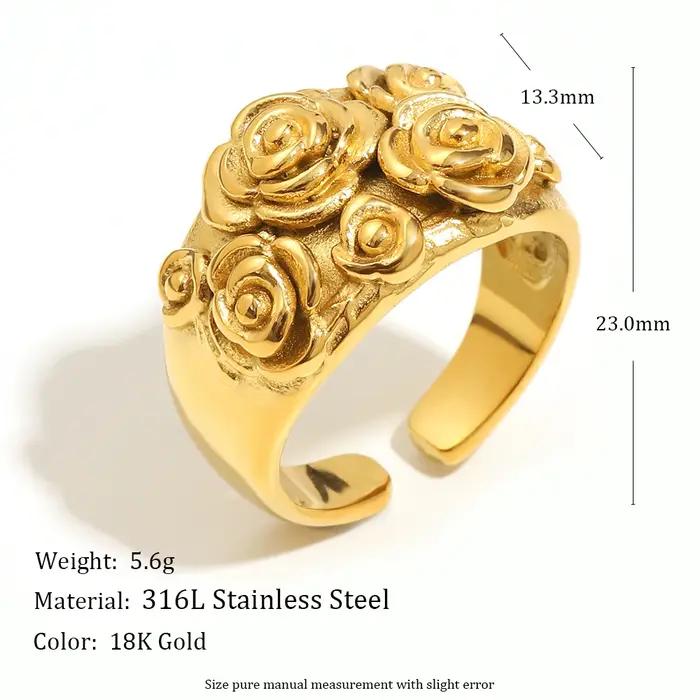 E.B.belle – bague ouverte en acier inoxydable plaqué or 18 carats, Style Vintage pour femmes, couleu