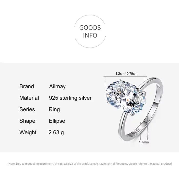 Ailmay – bague de mariage 3CT en argent Sterling 925
