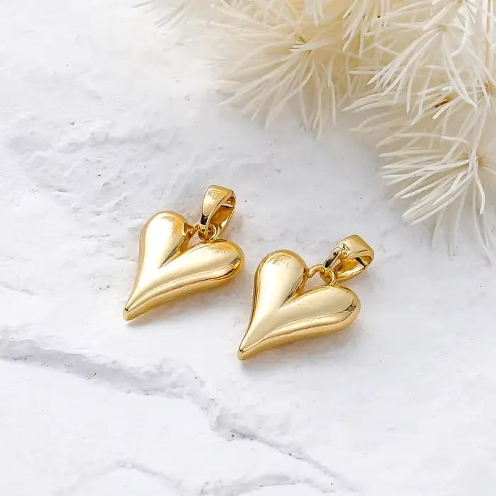 Breloques en forme de petit cœur de pêche plaqué or 18 carats, pour la fabrication de bijoux, boucles d'oreilles, colliers, pendentif, accessoires, 4 pièces