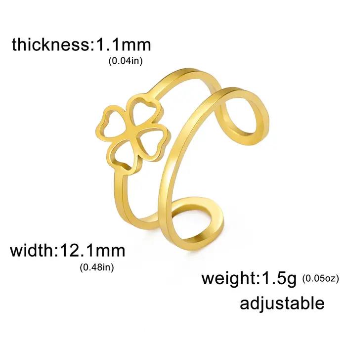 Lucktune-Bague de trèfle à quatre feuilles porte-bonheur pour femme en acier inoxydable Bague réglable multicouche couple Mariage Kpop Bijoux en gros