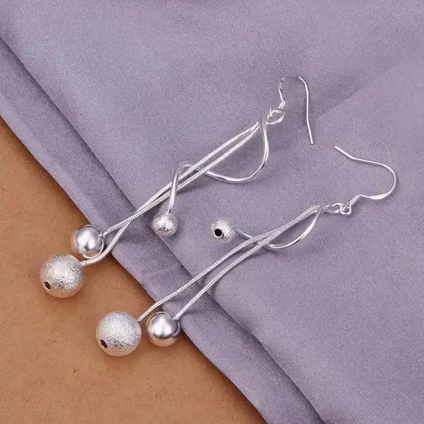 Boucles d'oreilles pendantes plaquées argent pour femmes