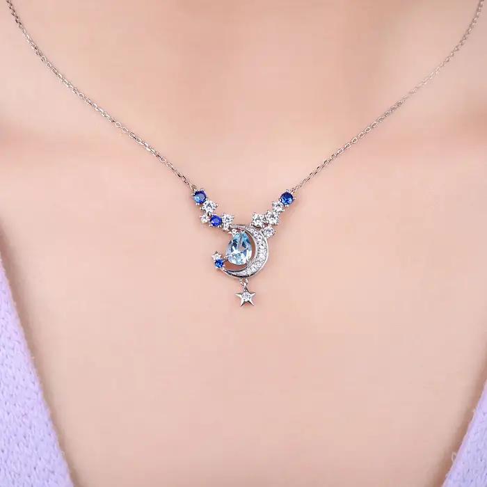 JewelpopPalace-Collier en argent regardé 925 avec pendentif pour femme