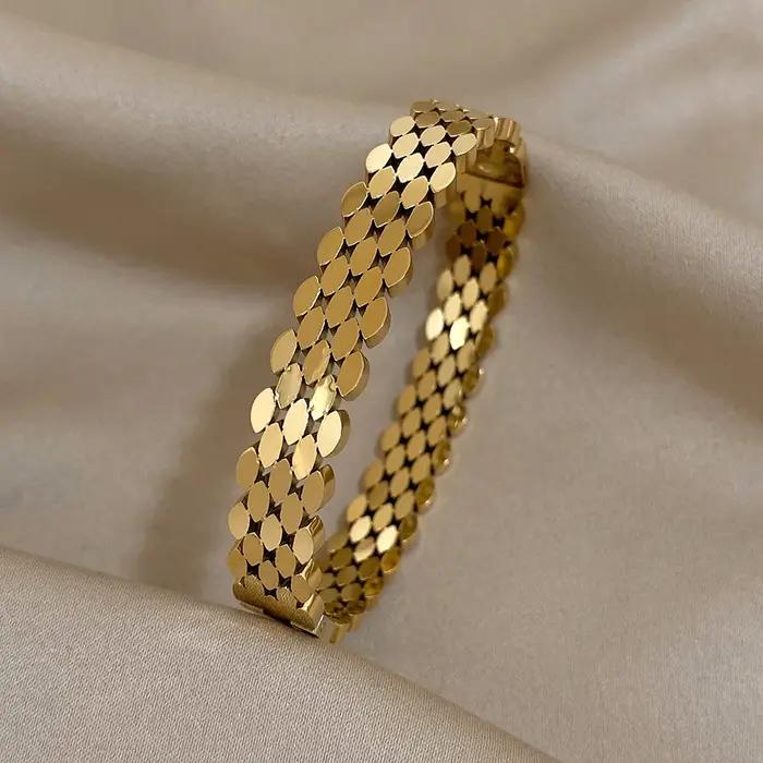 AENSOA – Bracelet ovale en acier inoxydable 316L