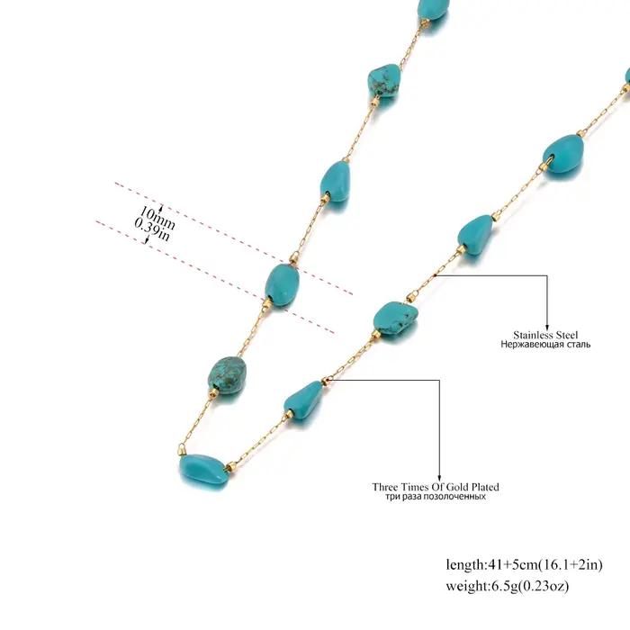 Lokaer coloré pierre naturelle perles collier Bracelet ensembles pour femmes à la mode bohême en acier inoxydable bijoux faits à la main tiki N24081