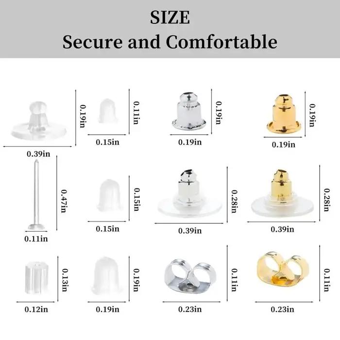 600 pièces/ensemble Anti allergique boucles d'oreilles dos goujons Kit 12 Styles clair