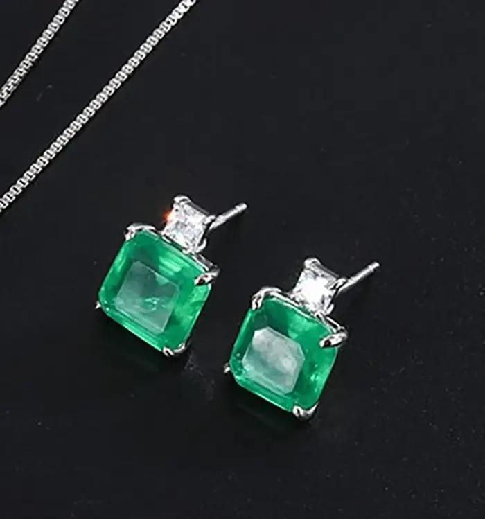 KNRIcals EN-Ensembles de bijoux en émeraude de simulation de luxe