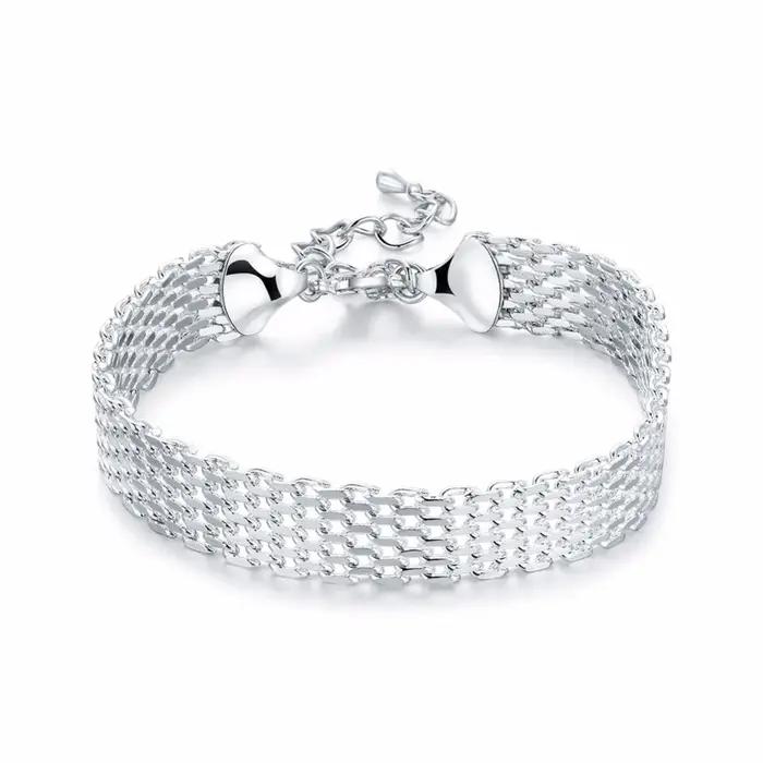 Bracelet de mode pour femmes en argent sterling 925, bracelet à breloques souple et joncs, bijoux fi