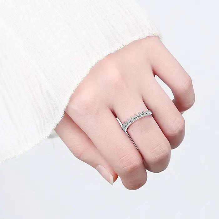 LYNNE bijoux nouvelle couronne romantique à la mode CZ 925 bagues en argent Sterling conception d'engrenage fin Zircon bague réglable femmes cadeau d'anniversaire