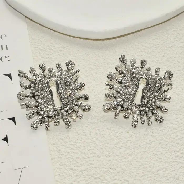Boucles d'oreilles géométriques en strass brillant pour femmes, bijoux de marque à la mode, accessoires de déclaration pour dames