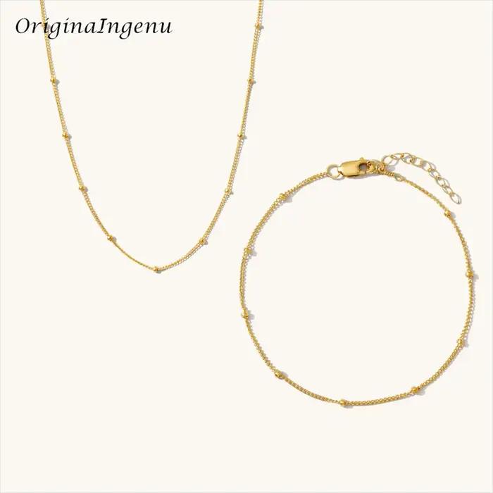 Ensemble de bijoux satellite rempli d'or 14 carats pour femmes, bracelet en dentelle exquis, minimal
