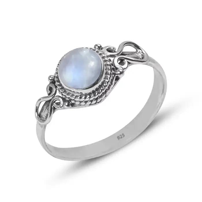 Bague en argent sterling 925 avec labradorite naturelle ronde pour femmes et hommes occasions spéciales vintage élégance prestige