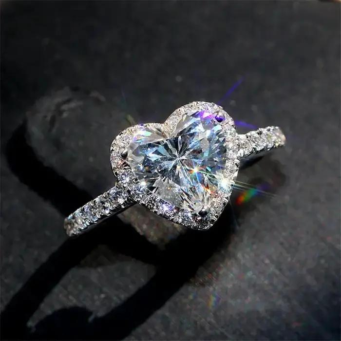 Bague en Zircon d'amour Simple et à la mode pour femmes, bague de fiançailles de mariage, cadeau de