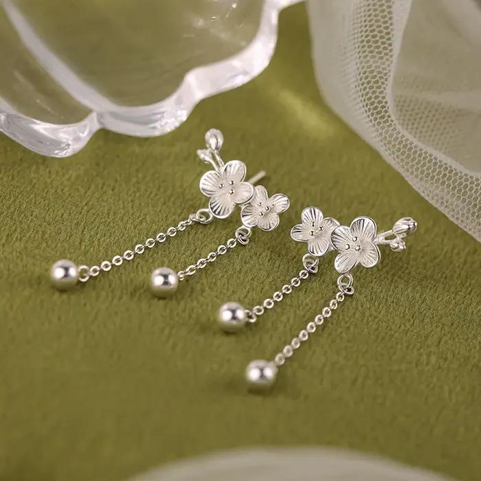 Boucles d'Oreilles Florales Élégantes en Argent 925 Pour Femmes Occasions Spéciales Soirées Chic Romantiques