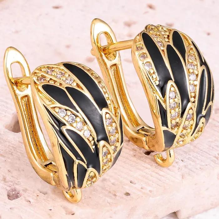 Juya – crochets de boucles d'oreilles décoratifs plaqués or 18 carats