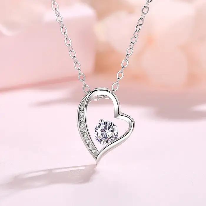 Nouveau collier en argent Sterling 925 coeur 5A Zircon pour femmes, bijoux de mariage, breloque de f