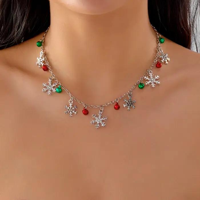Bracelet pendentif cloche flocon de neige à paillettes de noël pour femmes occasions spéciales cadeau de fête de noël