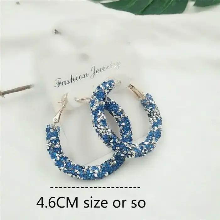 Boucles d'oreilles breloques fête exagérée géométrique ronde cercle brillant cristal givré grandes