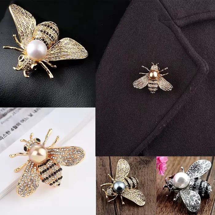 Broche de la série Insectes, délicate broche petite abeille, bijou en strass de cristal