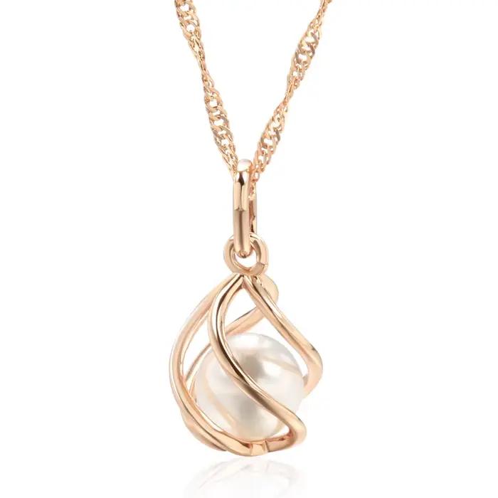 Kinel – collier de luxe avec pendentif en or Rose pour femmes, Unique, géométrique, perle creuse, bi
