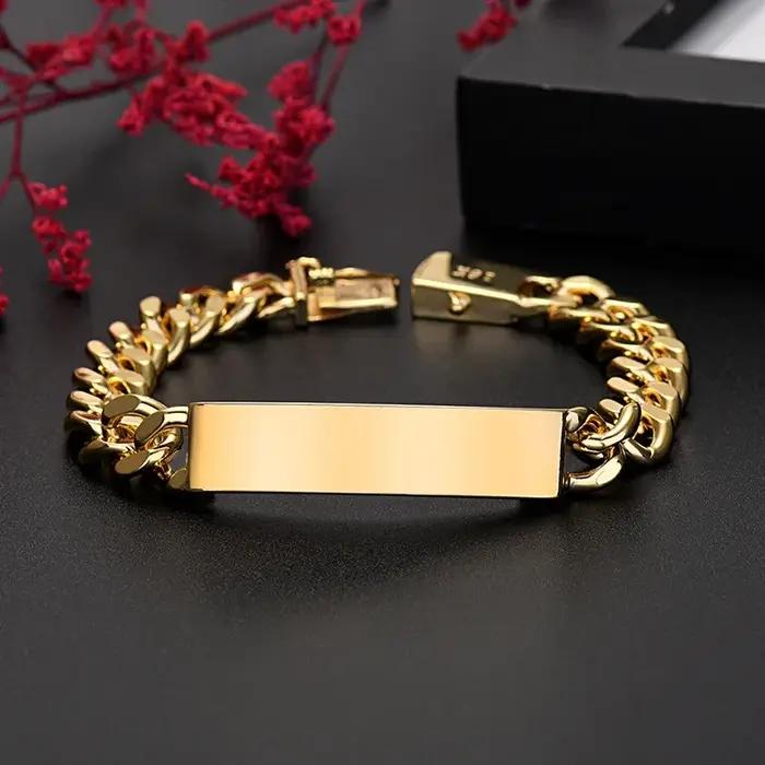 Nouveaux bracelets en or 18 carats de haute qualité, chaîne de 10mm, pour hommes et femmes, bijoux o