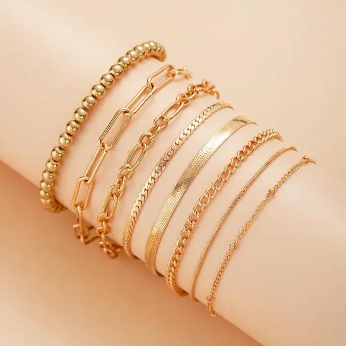 Bracelets plaqués or 14 carats délicats pour femmes et adolescentes style moderne à la mode pour les occasions spéciales