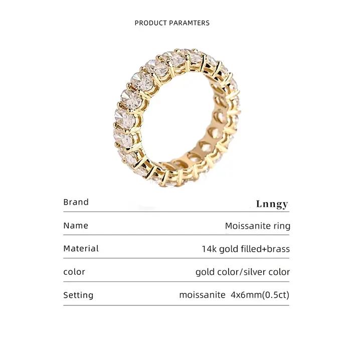Bague d'éternité en moissanite certifiée Lnngy