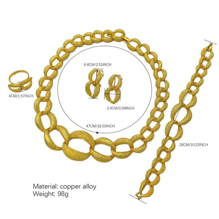 Ensemble de bijoux couleur or 24 carats pour femmes