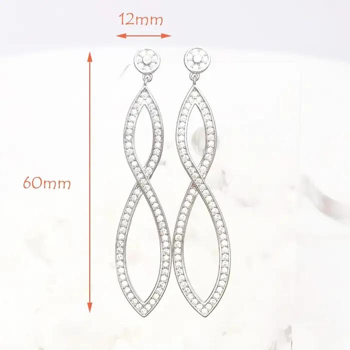 Boucle d'oreille goutte éternité pierre blanche cadeau classique pour les femmes de haute qualité 925 en argent Sterling bijoux fins
