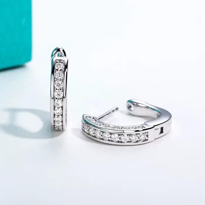 AnuJewel-Boucles d'oreilles créoles d'oreille Moissanite pour femme