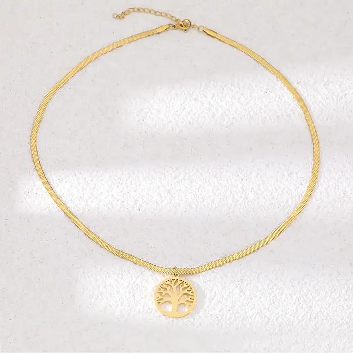 HIPEE mode serpent os chaîne collier pour hommes femmes arbre de vie pendentif