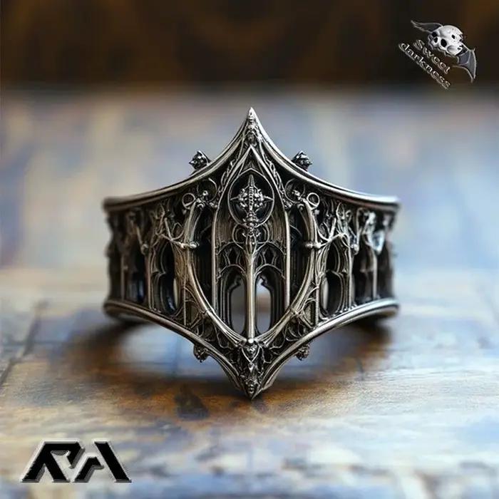 Bagues de château de couronne en Relief ajouré, couleur argent antique, personnalité rétro, pour femmes et hommes, bijoux gothiques à la mode d'halloween
