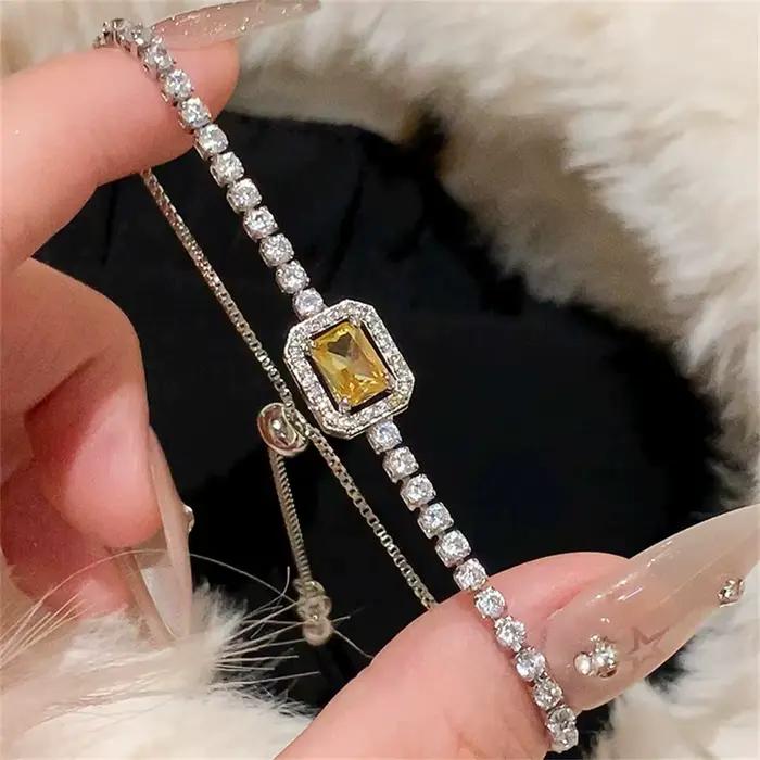 Bracelet réglable carré en alliage de zinc avec tracker d'humeur pour homme et femme occassions spéciales et quotidienne