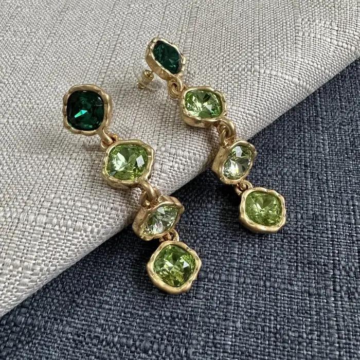 Os – boucles d'oreilles géométriques en verre coloré incrusté de Zircon pour femmes