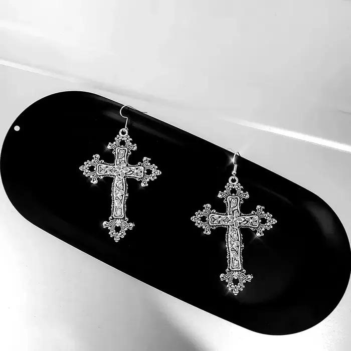 Boucles d'oreilles croisées gothiques baroques vintage pour femmes style punk accessoire gothique Y2K grunge occasions spéciales