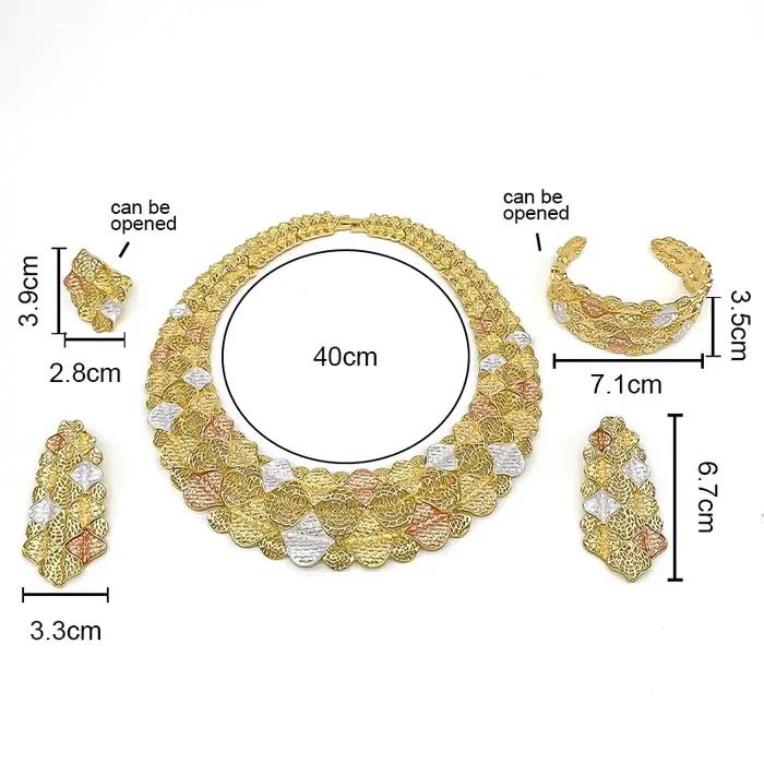 Ensemble de bijoux colorés exagérés plaqués or 18 carats pour femmes