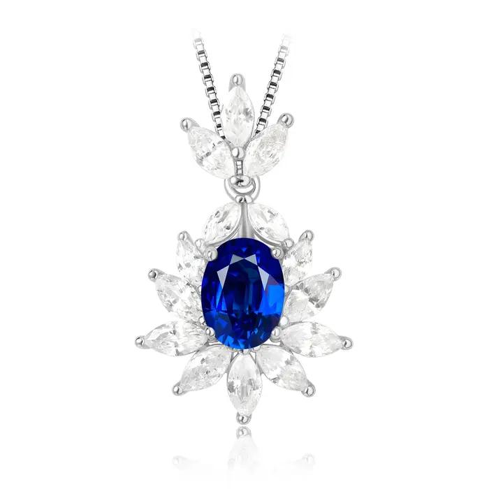 Collier en argent sterling serti de saphir bleu lab-crafted pour femmes élégantes et sophistiquées occasions spéciales