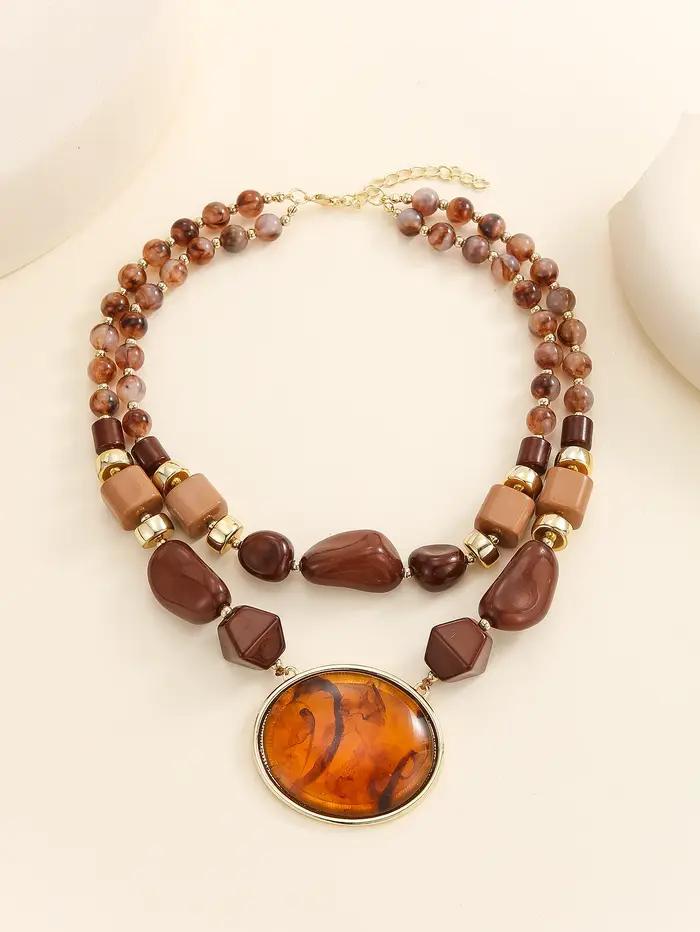 Collier multi-rangs en résine acrylique pour femmes