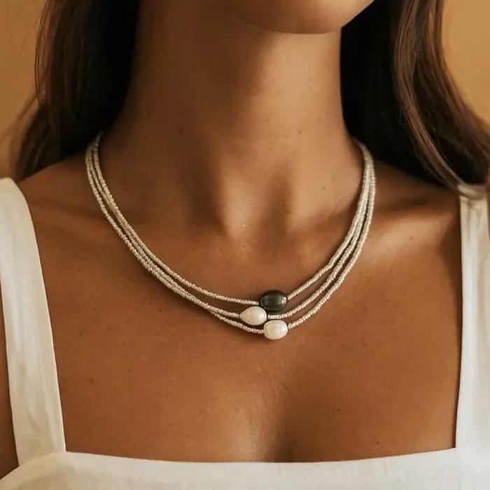 1/3 pièces nouvelles perles d'eau douce collier