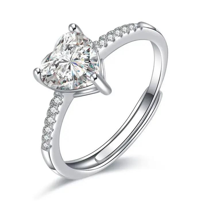 Bague SAY en argent sterling 925 sertie de zirconium blanc classique pour femmes occasions spéciales soirée mariage
