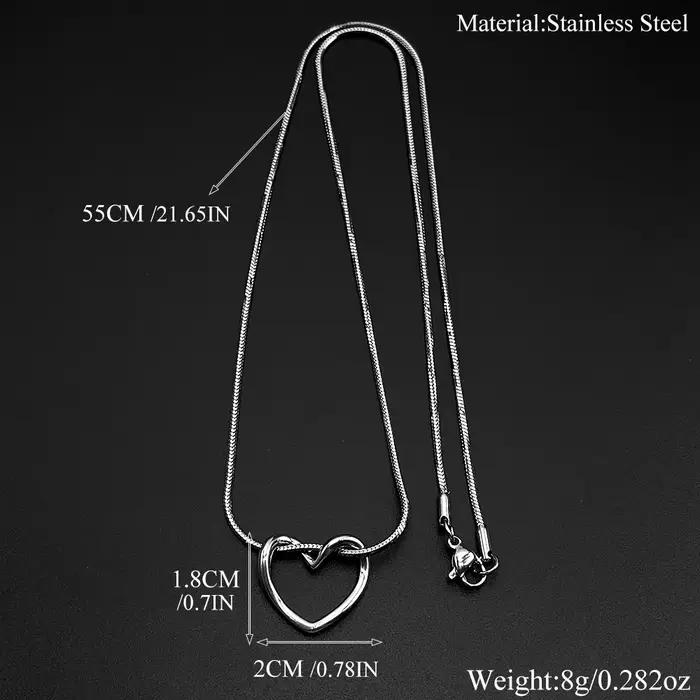 Collier chaîne serpent torsadé en acier inoxydable avec pendentif coulissant en forme de cœur creux pour femme, bijou délicat pour tous les jours