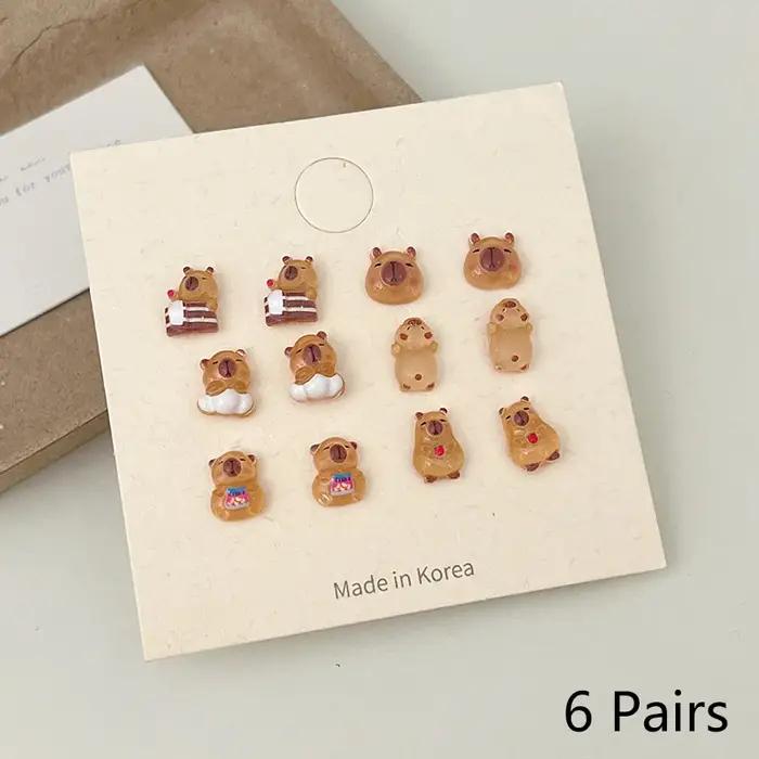 Boucles d'oreilles Capybara Kawaii en résine pour femmes et filles occasions spéciales fantaisie mode kawaii
