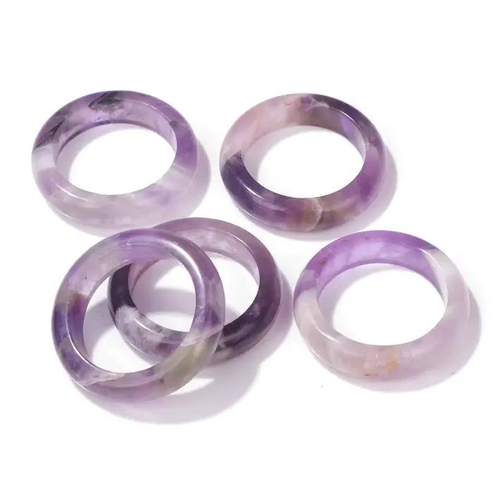 Bague en pierre de cercle rond avec pierres semi-précieuses et réglage de la lunette pour femmes et hommes, design classique, tracker de fitness, idéale pour les occasions spéciales