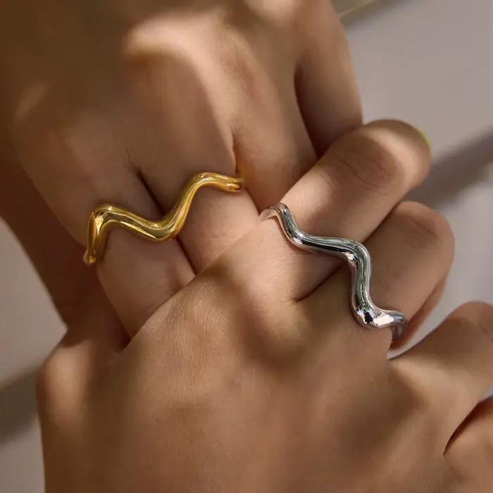 Bague double en acier inoxydable Ars pour femme