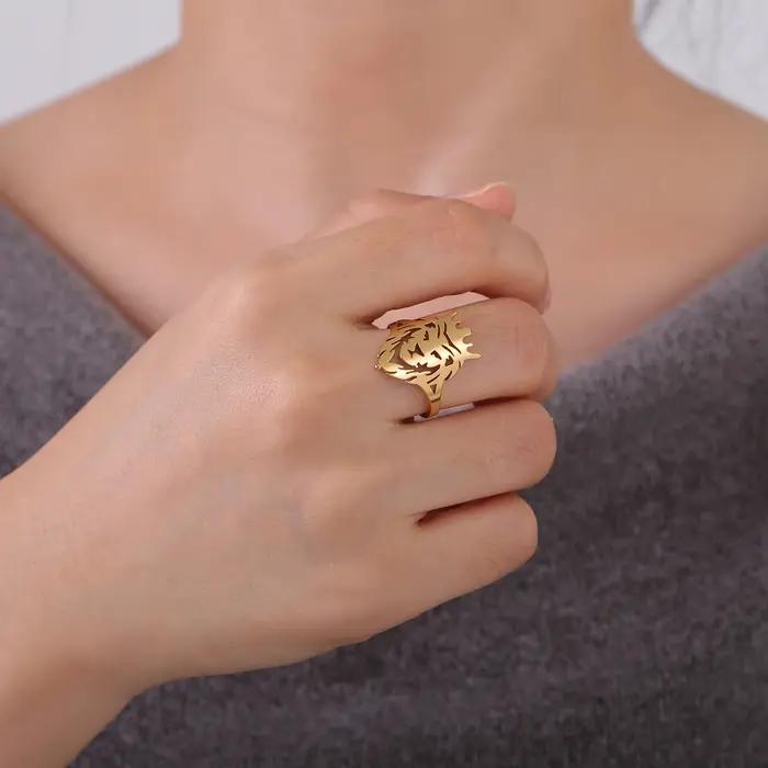 Skyrim Bague en acier inoxydable avec tête d'animal pour hommes et garçons