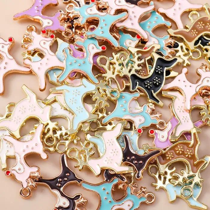 Leslie 10 pièces émail renne cerf breloques pendentifs pour la fabrication de bijoux boucles d'oreilles de noël Bracelet collier accessoires bricolage