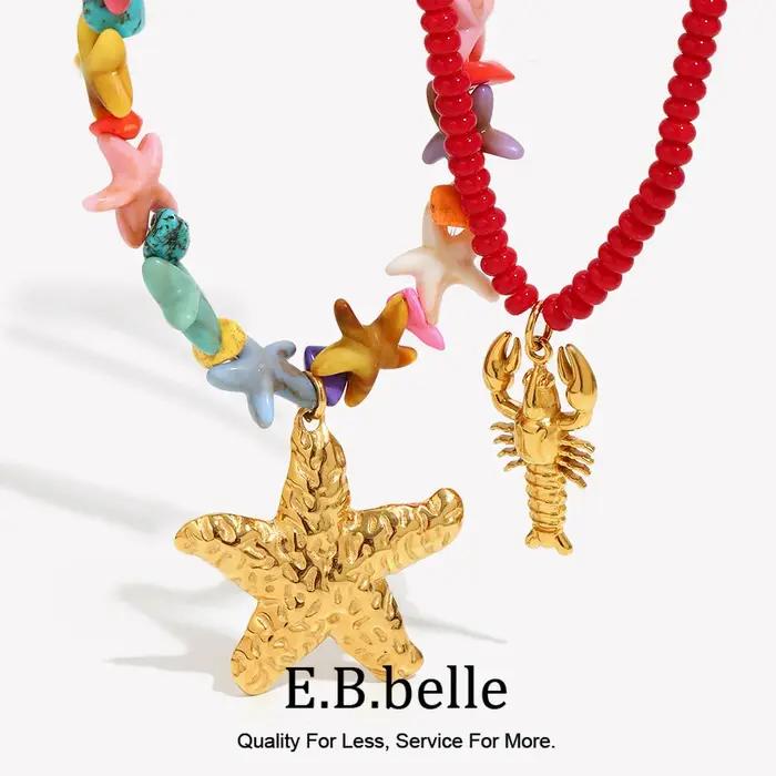 Colliers pendentifs E.B.belle en forme d'écrevisse et d'étoile de mer