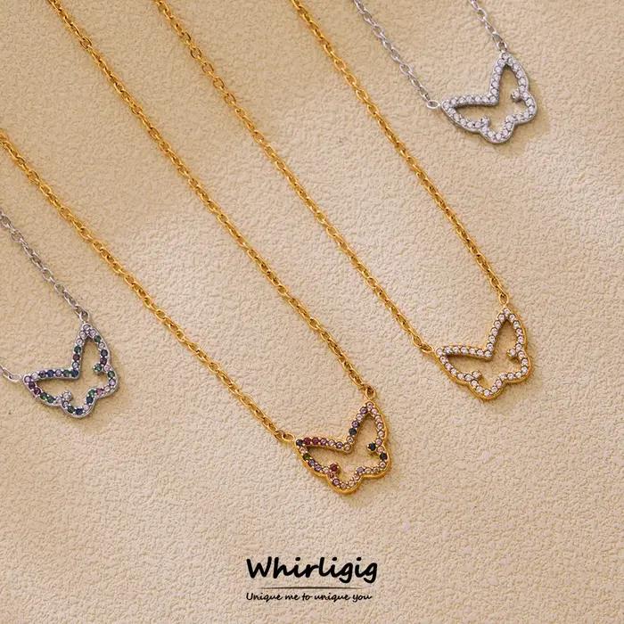 Collier papillon pour femme avec zircon incrusté