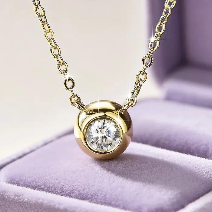 IOGOU – collier avec pendentif solitaire en or 14 carats
