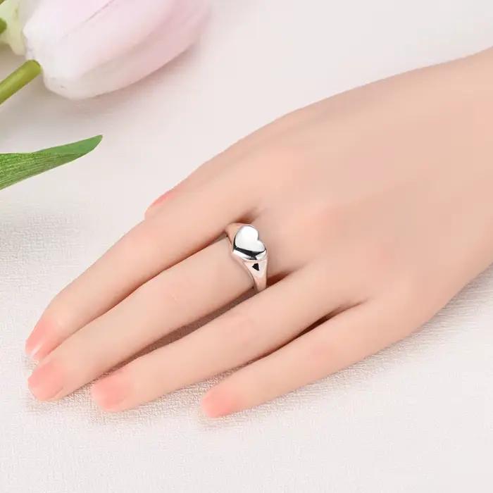 Bague originale en argent Sterling 925 avec cœur scintillant pour femmes et filles