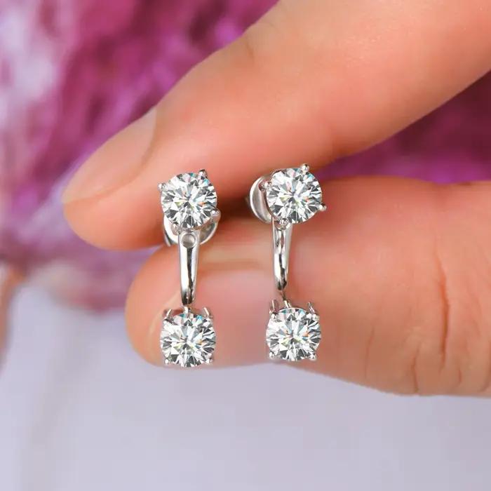 OXTAO D VVS1 Moissanite boucle d'oreille pour femmes 925 boucles d'oreilles en argent Sterling scintillant laboratoire
